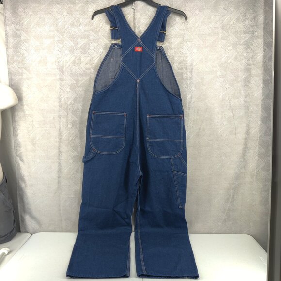 Dickies Overalls Mens 38x32 Blue Denim Bib Workwear Hammer Carpenter Zip Fly - Picture 7 of 16